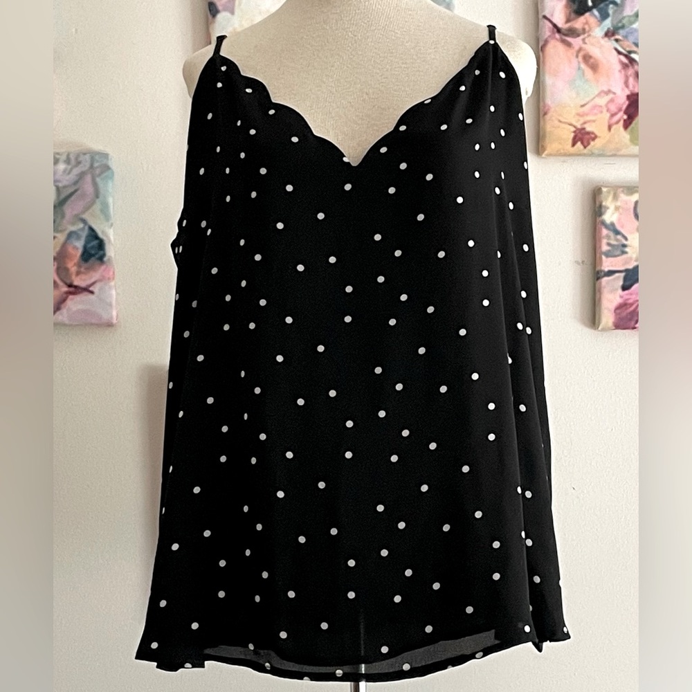 Socialite Black and White Polkadot Tank